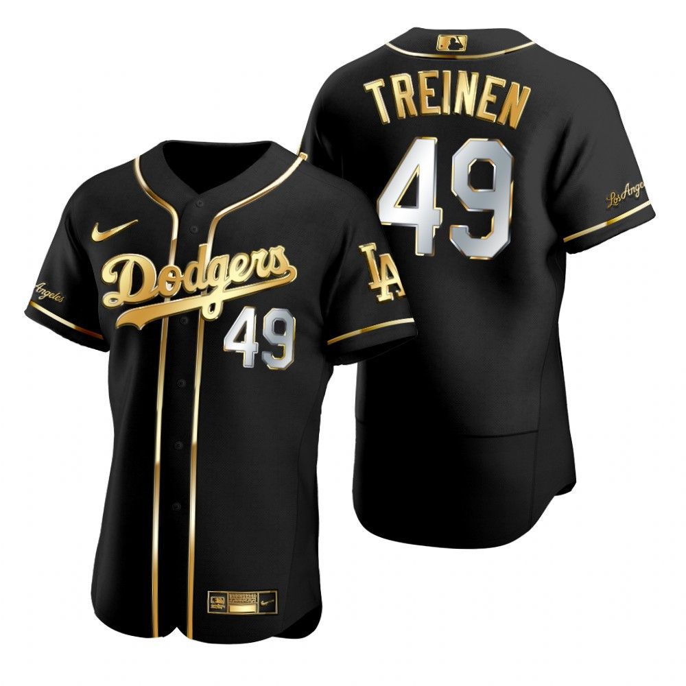 Los Angeles Dodgers #49 Blake Treinen Mlb Golden Brandedition Black Jersey Gift For Dodgers Fans