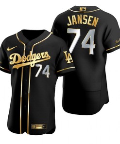 Los Angeles Dodgers #74 Kenley Jansen Mlb Golden Brandedition Black Jersey Gift For Dodgers Fans