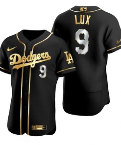 Los Angeles Dodgers #9 Gavin Lux Mlb Golden Brandedition Black Jersey Gift For Dodgers Fans