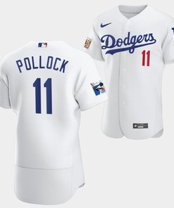 Los Angeles Dodgers A.J. Pollock White Jersey 11 Jackie Robinson 75th Anniversary 2022-23 Uniform