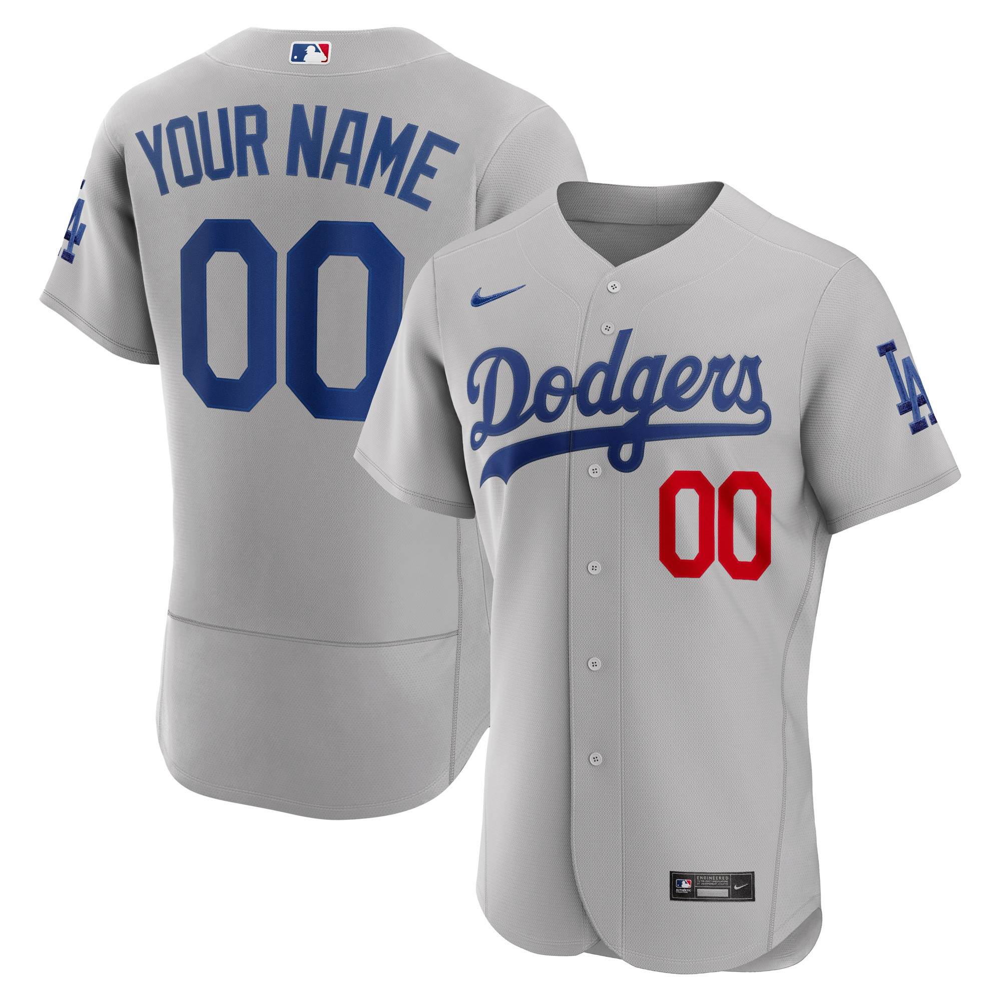 Los Angeles Dodgers Alternate Authentic Custom Patch Jersey Gray Custom Jerseys Mlb