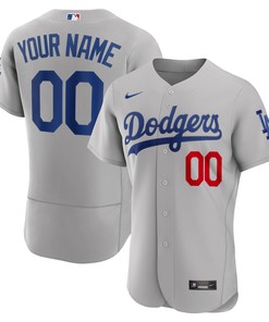 Los Angeles Dodgers Alternate Authentic Custom Patch Jersey Gray Custom Jerseys Mlb