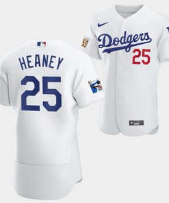 Los Angeles Dodgers Andrew Heaney White Jersey 25 Jackie Robinson 75th Anniversary 2022-23 Uniform