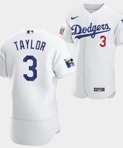 Los Angeles Dodgers Chris Taylor White Jersey 3 Jackie Robinson 75th Anniversary 2022-23 Uniform