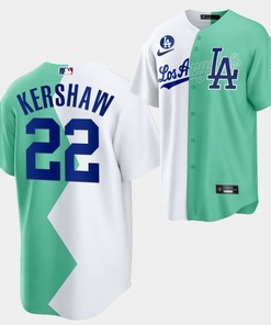 Los Angeles Dodgers Clayton Kershaw 2022-23 All-Star Celebrity Softball Game 22 White Green Jersey