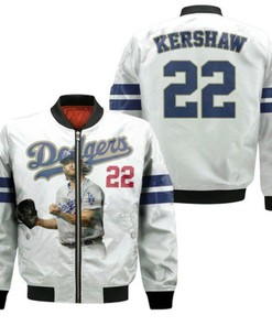 Los Angeles Dodgers Clayton Kershaw 22 MLB 2020 Championship Golden Edition White Gift For Dodgers Fans Bomber Jacket