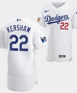Los Angeles Dodgers Clayton Kershaw White Jersey 22 Jackie Robinson 75th Anniversary 2022-23 Uniform