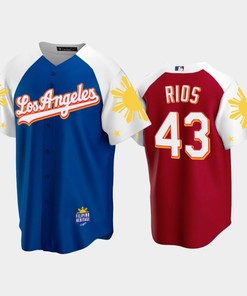 Los Angeles Dodgers Edwin Rios 43 2022-23 Royal Red Filipino Heritage Night Jersey