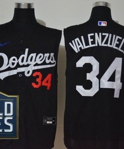 Los Angeles Dodgers Fernando Valenzuela #34 2020 Mlb Black Sleeveless Jersey