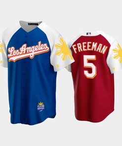 Los Angeles Dodgers Freddie Freeman 5 2022-23 Royal Red Filipino Heritage Night Jersey