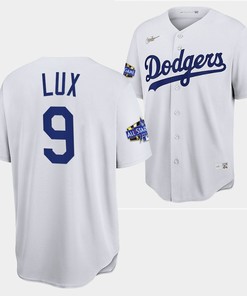 Los Angeles Dodgers Gavin Lux White Jersey 9 2022-23 All-Star Uniform