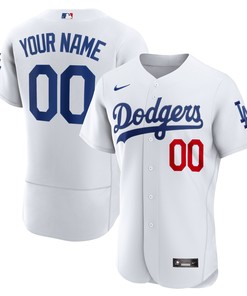 Los Angeles Dodgers Home Authentic Custom Patch Jersey White Custom Jerseys Mlb