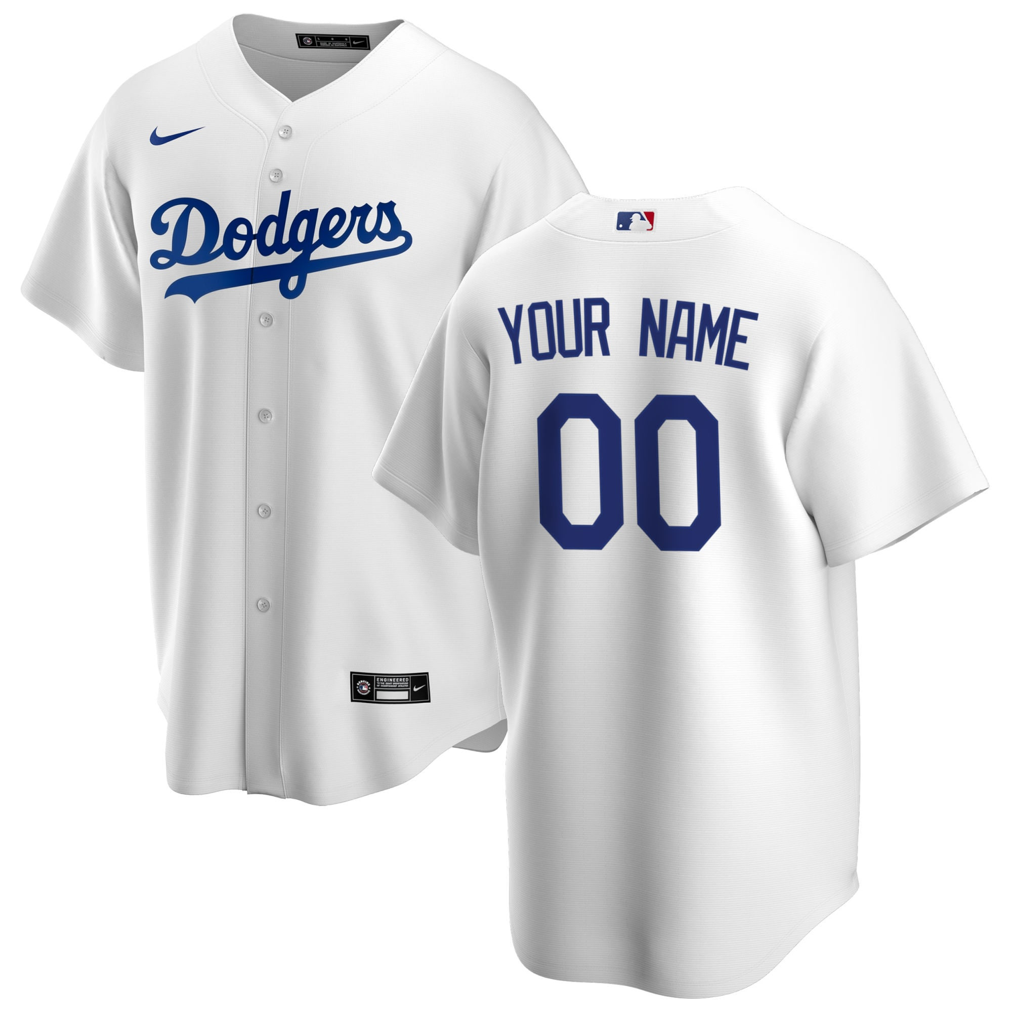 Los Angeles Dodgers Home Replica Custom Jersey White Custom Jerseys Mlb