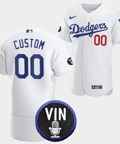 Los Angeles Dodgers Honor Vin Scully Custom Commemorative patch Jersey White
