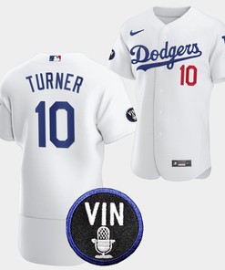 Los Angeles Dodgers Honor Vin Scully Justin Turner Commemorative patch Jersey White