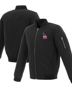 Los Angeles Dodgers JH Design 2019 Stars and Stripes Bomber Jacket with Embroidered Logo - Black