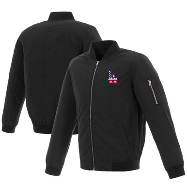 Los Angeles Dodgers JH Design 2019 Stars and Stripes Bomber Jacket with Embroidered Logo - Black