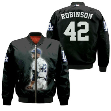 Los Angeles Dodgers Jackie Robinson 42 MLB Great Player Leader Black Gift For Dodgers Fans Bomber Jacket 900010017717