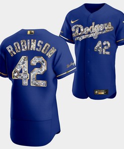 Los Angeles Dodgers Jackie Robinson Royal Jersey 42 Golden Diamond 2022-23-23 Uniform