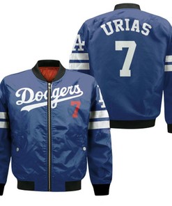 Los Angeles Dodgers Julio Urias 7 2020 Mlb Blue Jersey Inspired Style Bomber Jacket