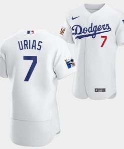 Los Angeles Dodgers Julio Urias White Jersey 7 Jackie Robinson 75th Anniversary 2022-23 Uniform