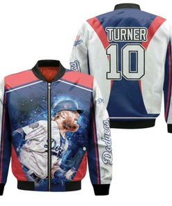 Los Angeles Dodgers Justin Turner 10 Blue Jersey Style 3D Allover Design Gift For Dodgers Fans Turner Fans Bomber Jacket