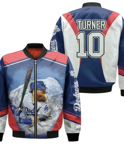 Los Angeles Dodgers Justin Turner 10 MLB Team Blue Jersey Style Gift For Dodgers Fans Turner Fans Bomber Jacket