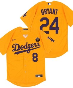 Los Angeles Dodgers Kobe Bryant #24 2020 Mlb Yellow Jersey