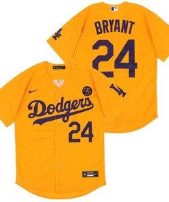 Los Angeles Dodgers Kobe Bryant #24 2020 Mlb Yellow Jersey