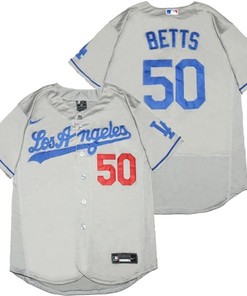 Los Angeles Dodgers Mookie Betts #50 2020 Mlb Silver Jersey