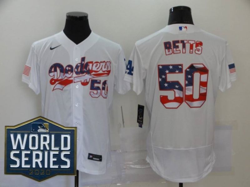 Los Angeles Dodgers Mookie Betts #50 2020 Mlb White Jersey A3