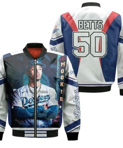 Los Angeles Dodgers Mookie Betts 50 MLB Team White Jersey Style Gift For Dodgers Fans Betts Fans Bomber Jacket