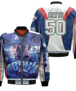 Los Angeles Dodgers Mookie Betts 50 White Jersey Style Gift For Dodgers Fans Betts Fans Bomber Jacket