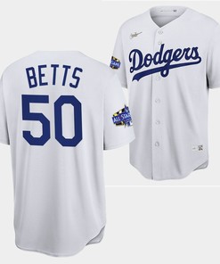 Los Angeles Dodgers Mookie Betts White Jersey 50 2022-23 All-Star Uniform