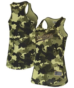 Los Angeles Dodgers New Era Womens 2022 Mlb Armed Forces Day Camo Racerback Tank Top - Green