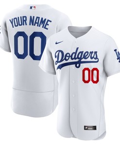 Los Angeles Dodgers Patch Elite Jersey Custom 00 - White