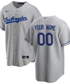 Los Angeles Dodgers Road Custom Men Jersey - Gray