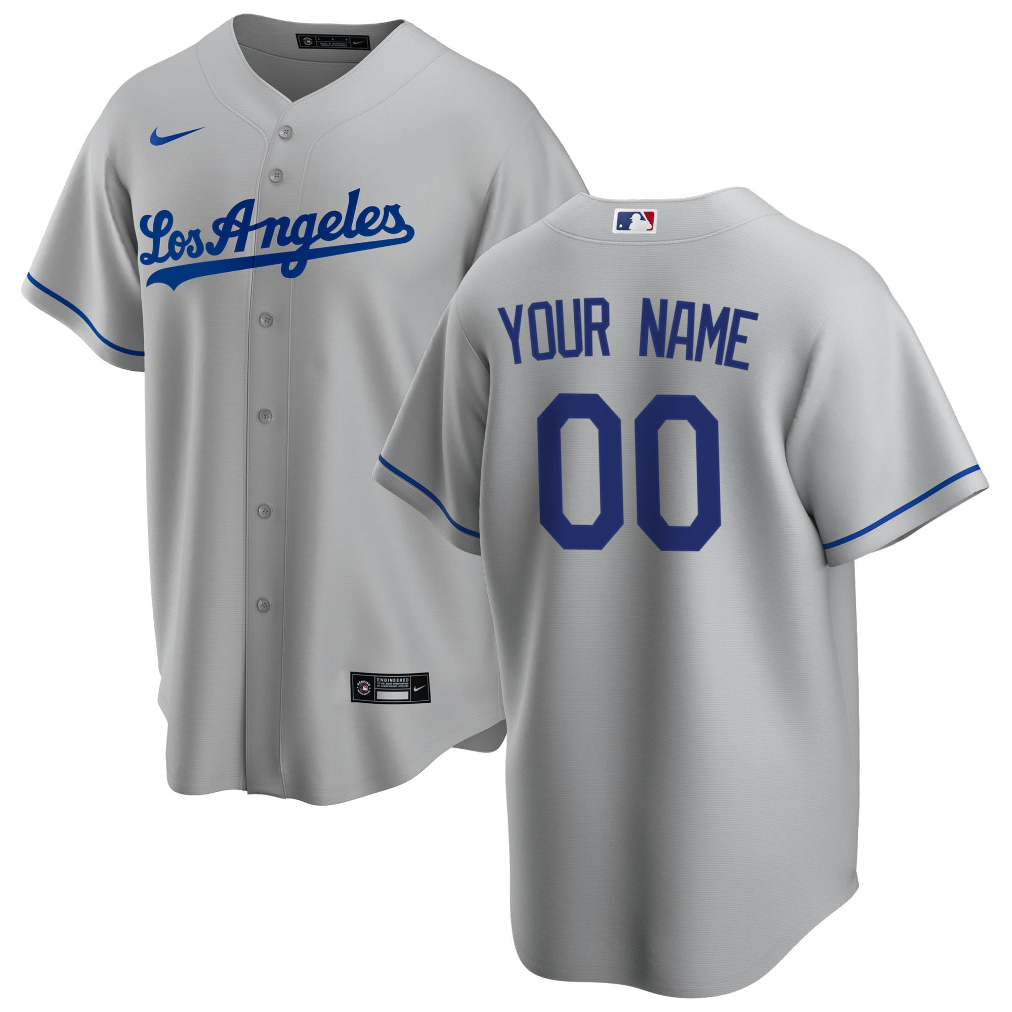 Los Angeles Dodgers Road Replica Custom Jersey Gray Custom Jerseys Mlb
