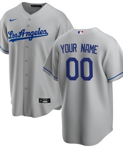 Los Angeles Dodgers Road Replica Custom Jersey Gray Custom Jerseys Mlb
