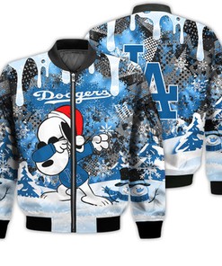 Los Angeles Dodgers Snoopy Dabbing The Peanuts Sports Football American Christmas Dripping Matching Gifts Unisex 3D Bomber Jacket