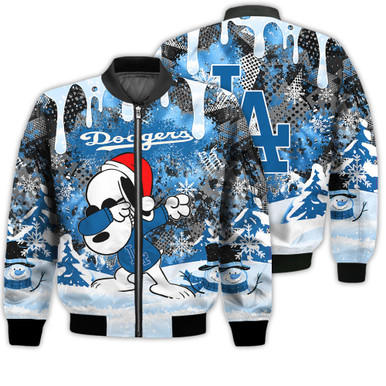 Los Angeles Dodgers Snoopy Dabbing The Peanuts Sports Football American Christmas Dripping Matching Gifts Unisex 3D Bomber Jacket