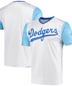 Los Angeles Dodgers Stitches Cooperstown Collection Wordmark V-neck Jersey - White Mlb