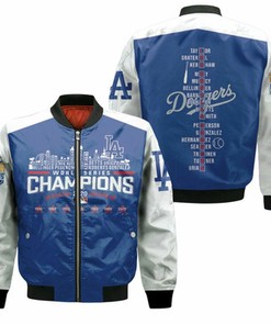 Los Angeles Dodgers Team Name World Series Champions 3D Bomber Jacket Model 3446