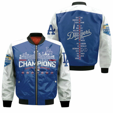 Los Angeles Dodgers Team Name World Series Champions 3D Bomber Jacket Model 3446
