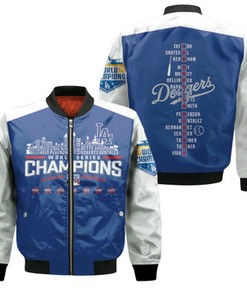 Los Angeles Dodgers Team Name World Series Champions 3D Jersey Bomber Jacket