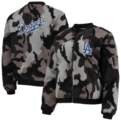Los Angeles Dodgers The Wild Collective Women's Camo Sherpa Full-Zip Bomber Jacket - Black