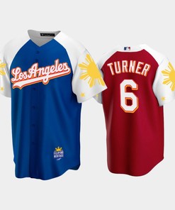 Los Angeles Dodgers Trea Turner 6 2022-23 Royal Red Filipino Heritage Night Jersey