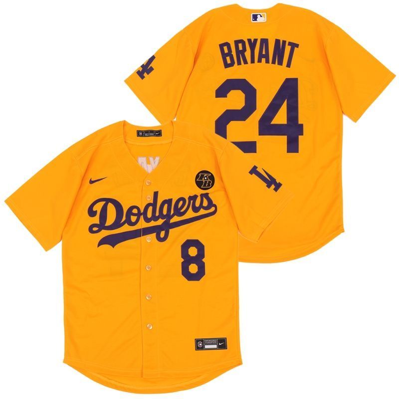 Los Angeles Dodgers Tribute Kobe Bryant #24 2020 Mlb Yellow Jersey