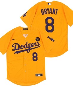 Los Angeles Dodgers Tribute Kobe Bryant #8 2020 Mlb Yellow Jersey