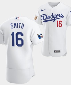 Los Angeles Dodgers Will Smith White Jersey 16 Jackie Robinson 75th Anniversary 2022-23 Uniform